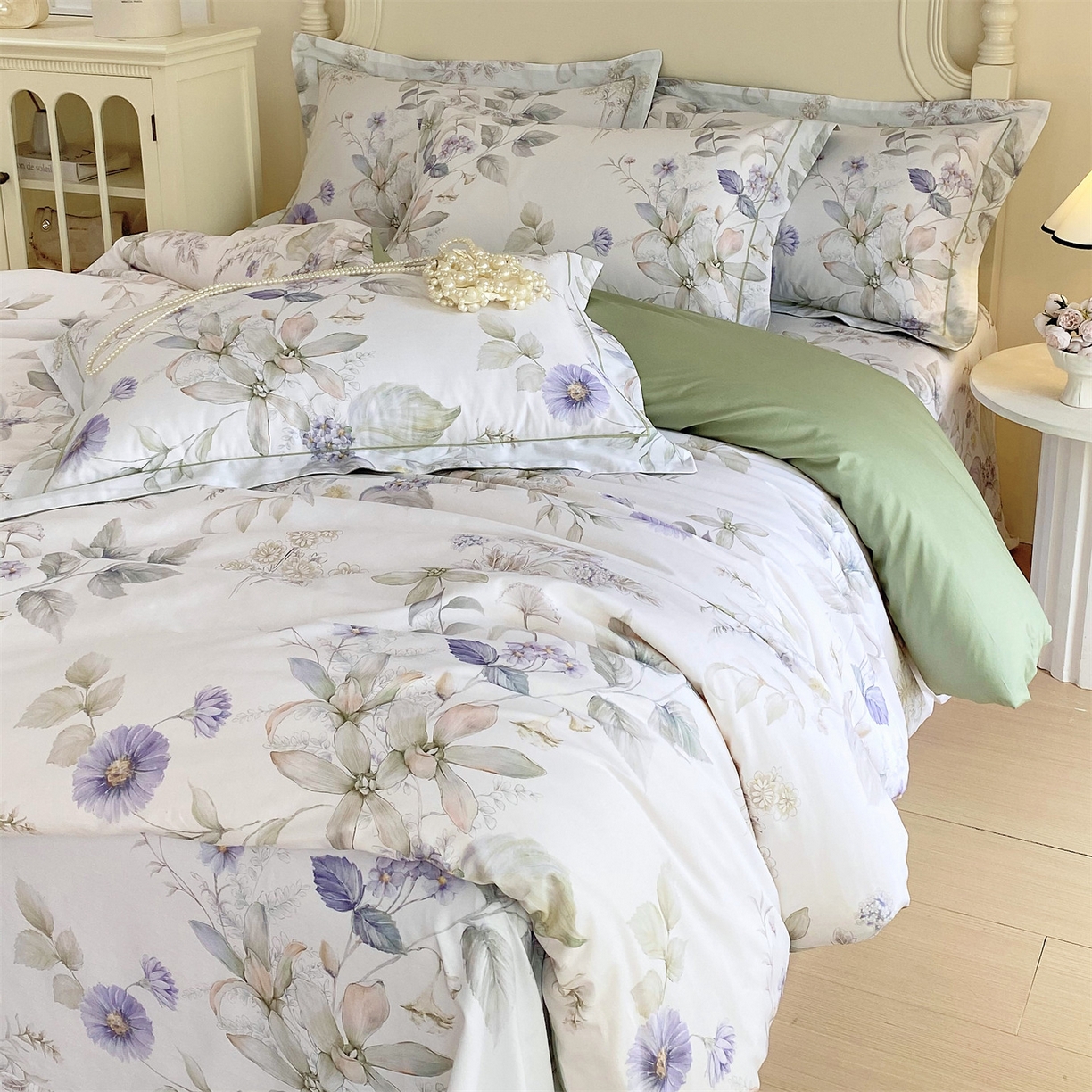 91家纺网 家纺一手货源 找家纺 宝齐莱家纺 2026新款全棉纯棉活性印花四件套 浪漫花季