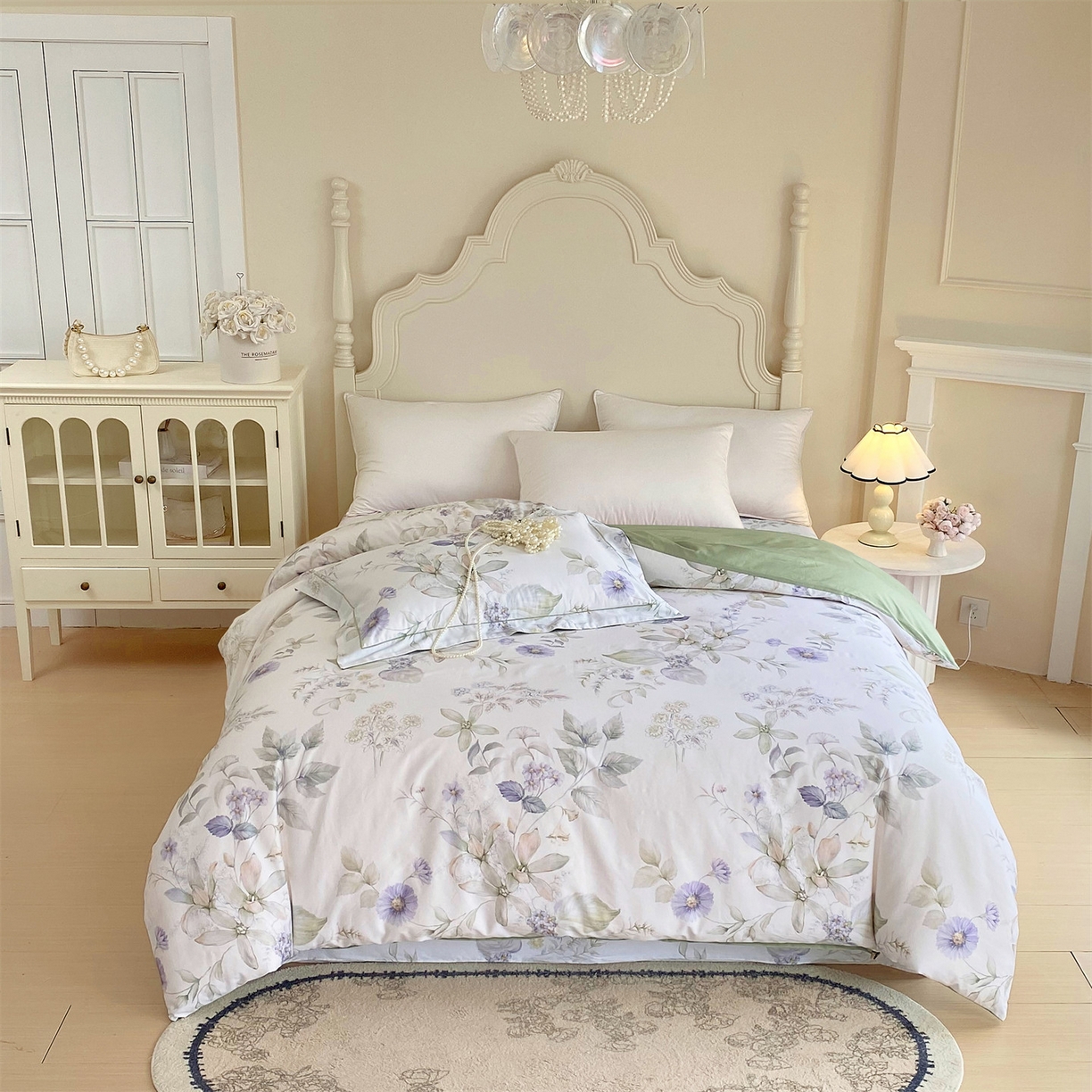 91家纺网 家纺一手货源 找家纺 宝齐莱家纺 2026新款全棉纯棉活性印花四件套 浪漫花季