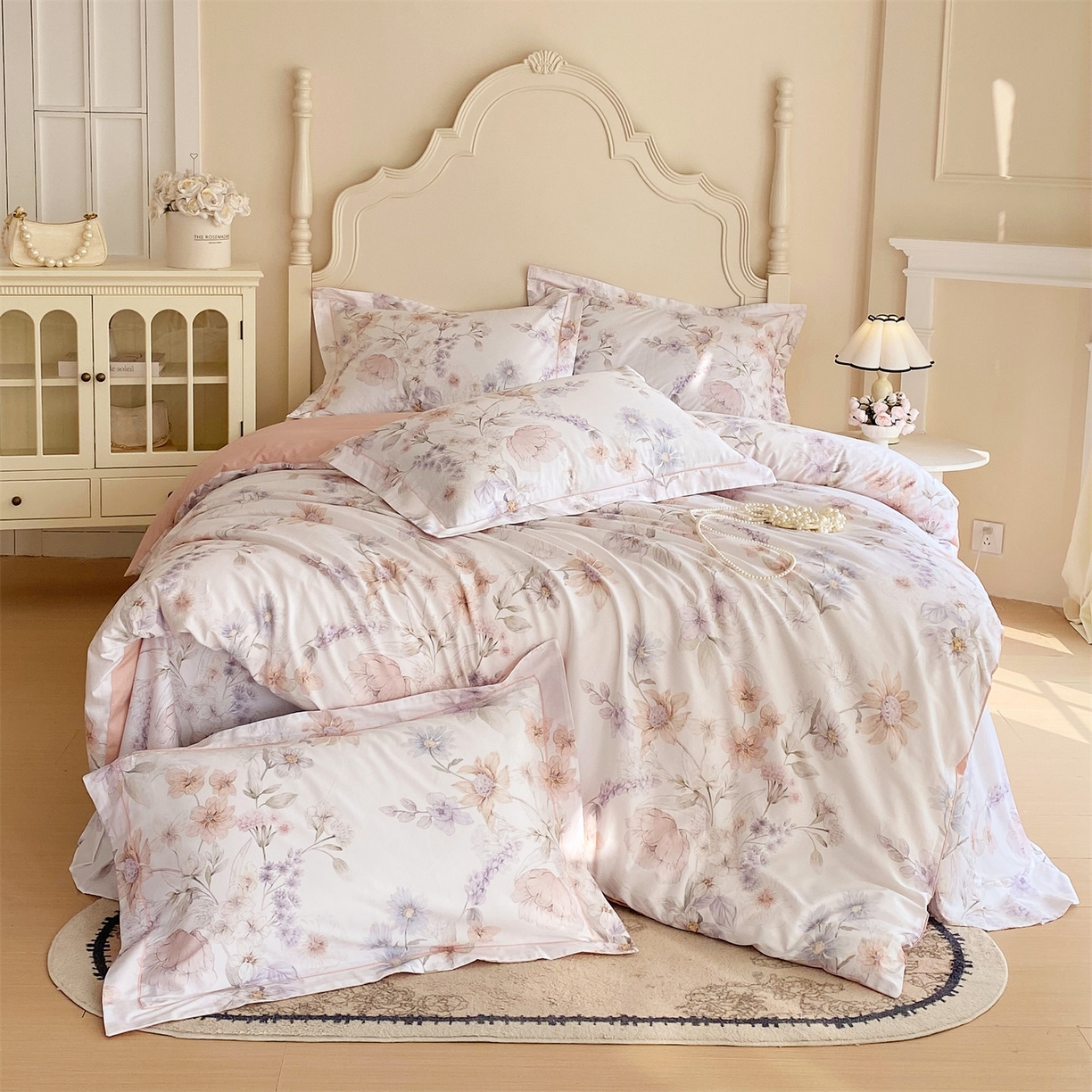 91家纺网 家纺一手货源 找家纺 宝齐莱家纺 2026新款全棉纯棉活性印花四件套 云裳仙子