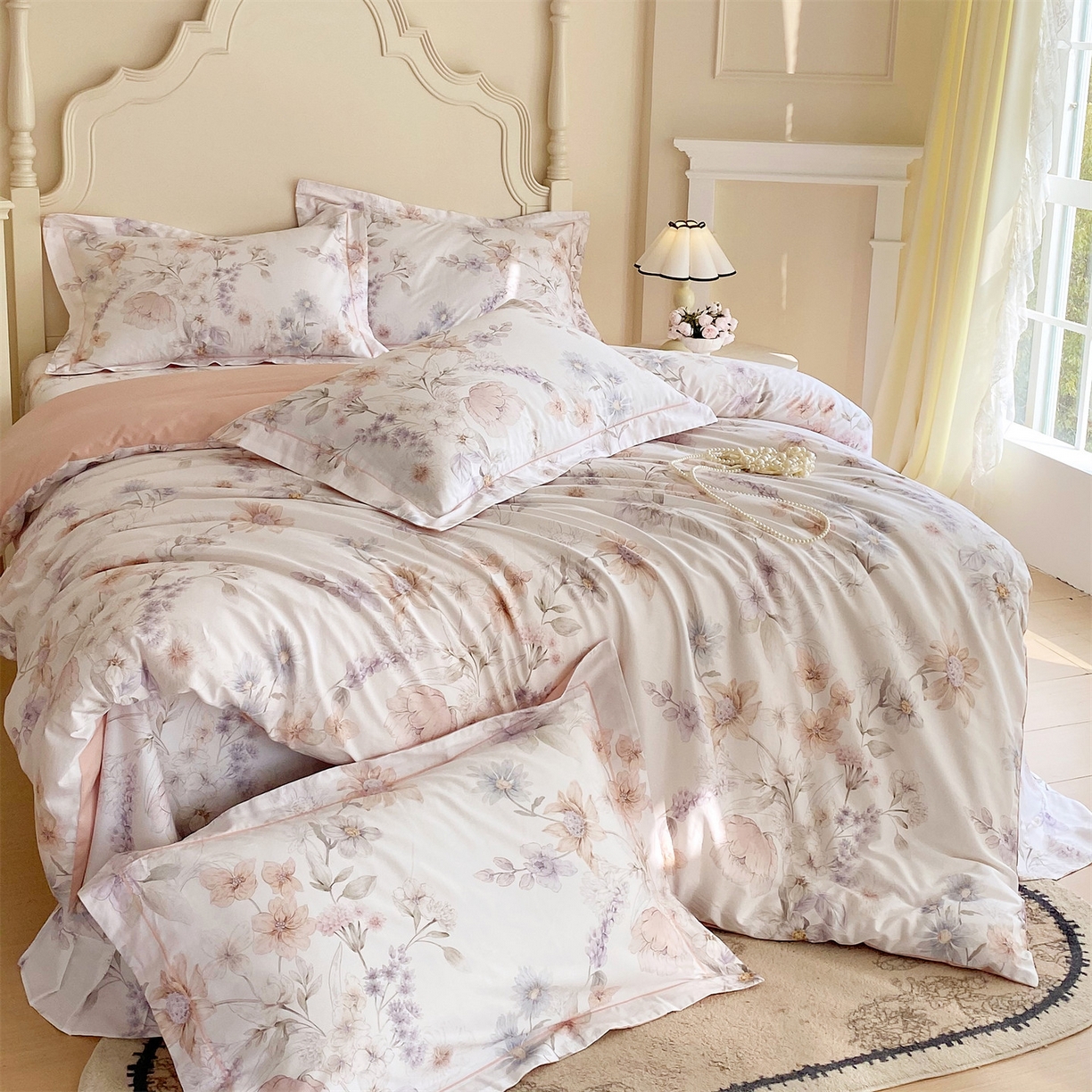 91家纺网 家纺一手货源 找家纺 宝齐莱家纺 2026新款全棉纯棉活性印花四件套 云裳仙子