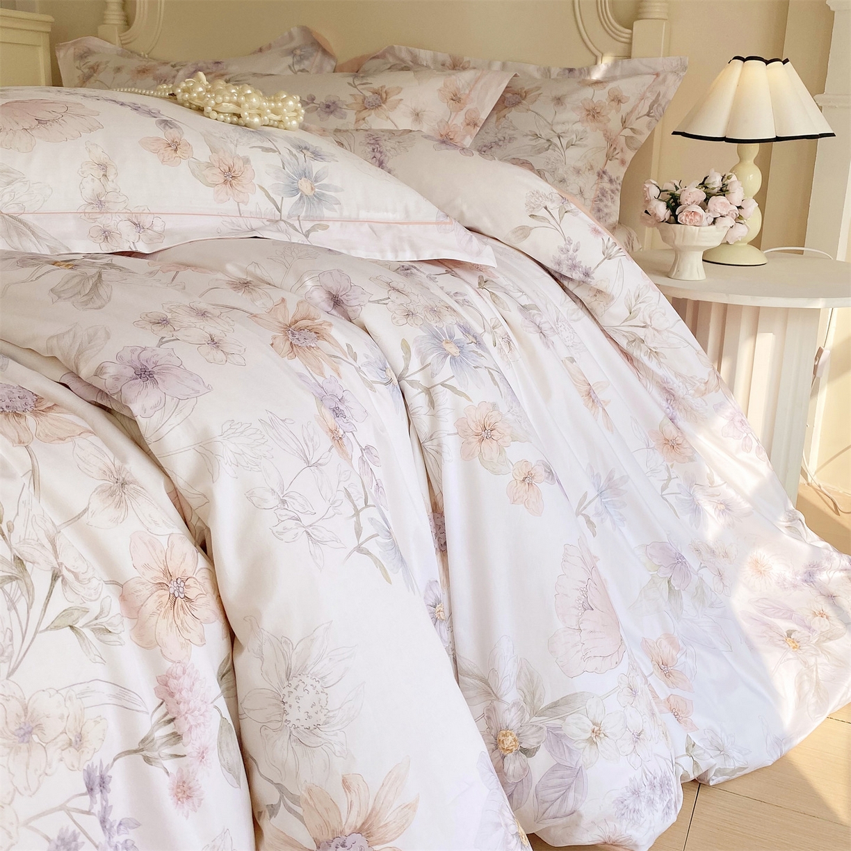 91家纺网 家纺一手货源 找家纺 宝齐莱家纺 2026新款全棉纯棉活性印花四件套 云裳仙子