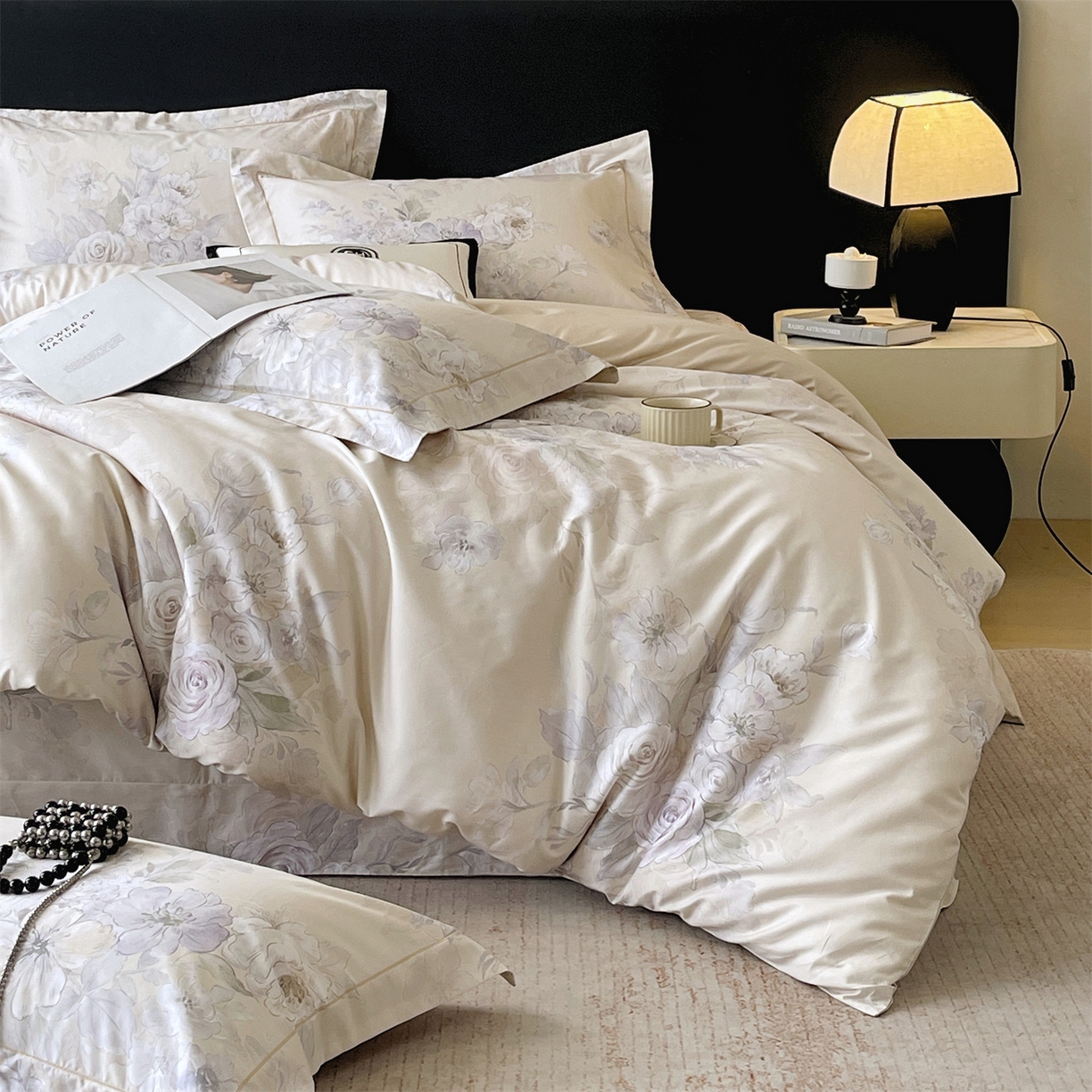 91家纺网 家纺一手货源 找家纺 宝齐莱家纺 2026新款全棉纯棉活性印花四件套 花开锦绣