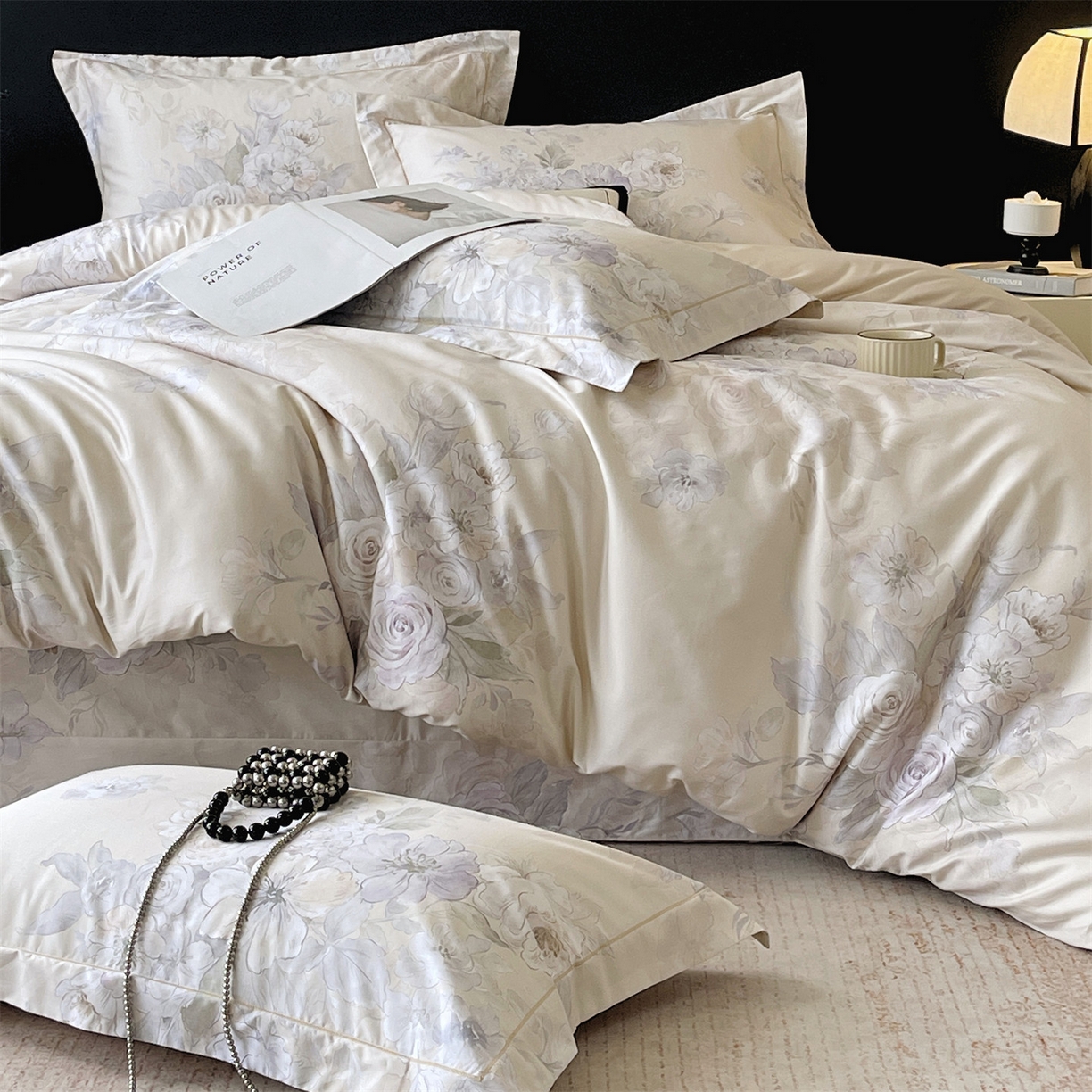 91家纺网 家纺一手货源 找家纺 宝齐莱家纺 2026新款全棉纯棉活性印花四件套 花开锦绣