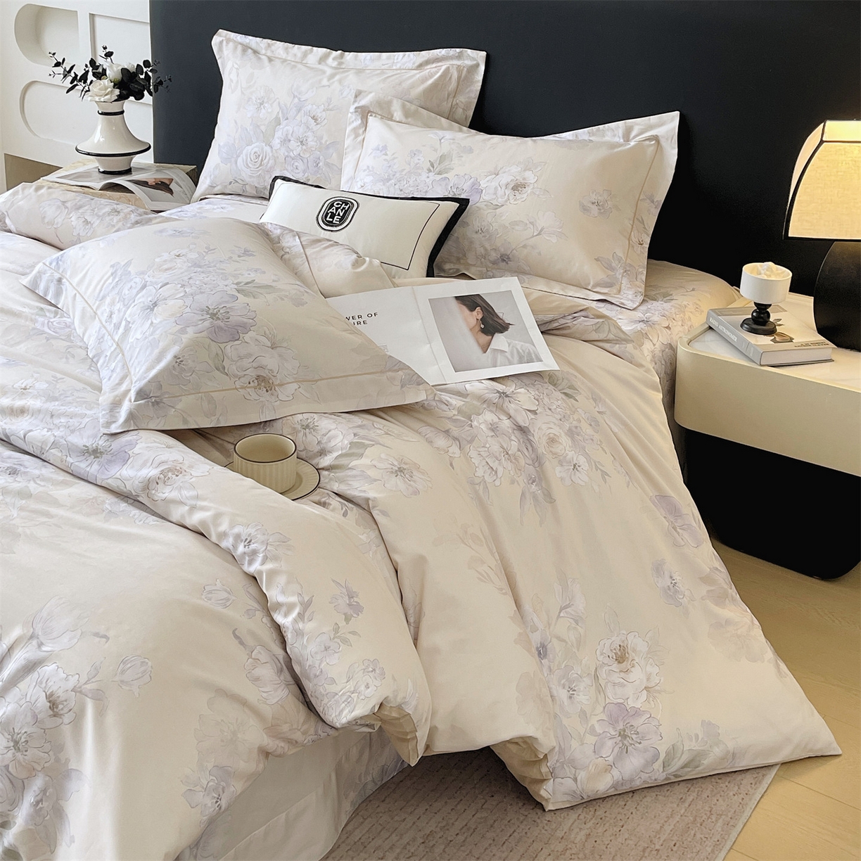 91家纺网 家纺一手货源 找家纺 宝齐莱家纺 2026新款全棉纯棉活性印花四件套 花开锦绣