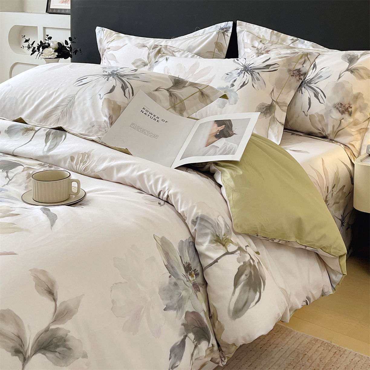 91家纺网 家纺一手货源 找家纺 宝齐莱家纺 2026新款全棉纯棉活性印花四件套 花知晓