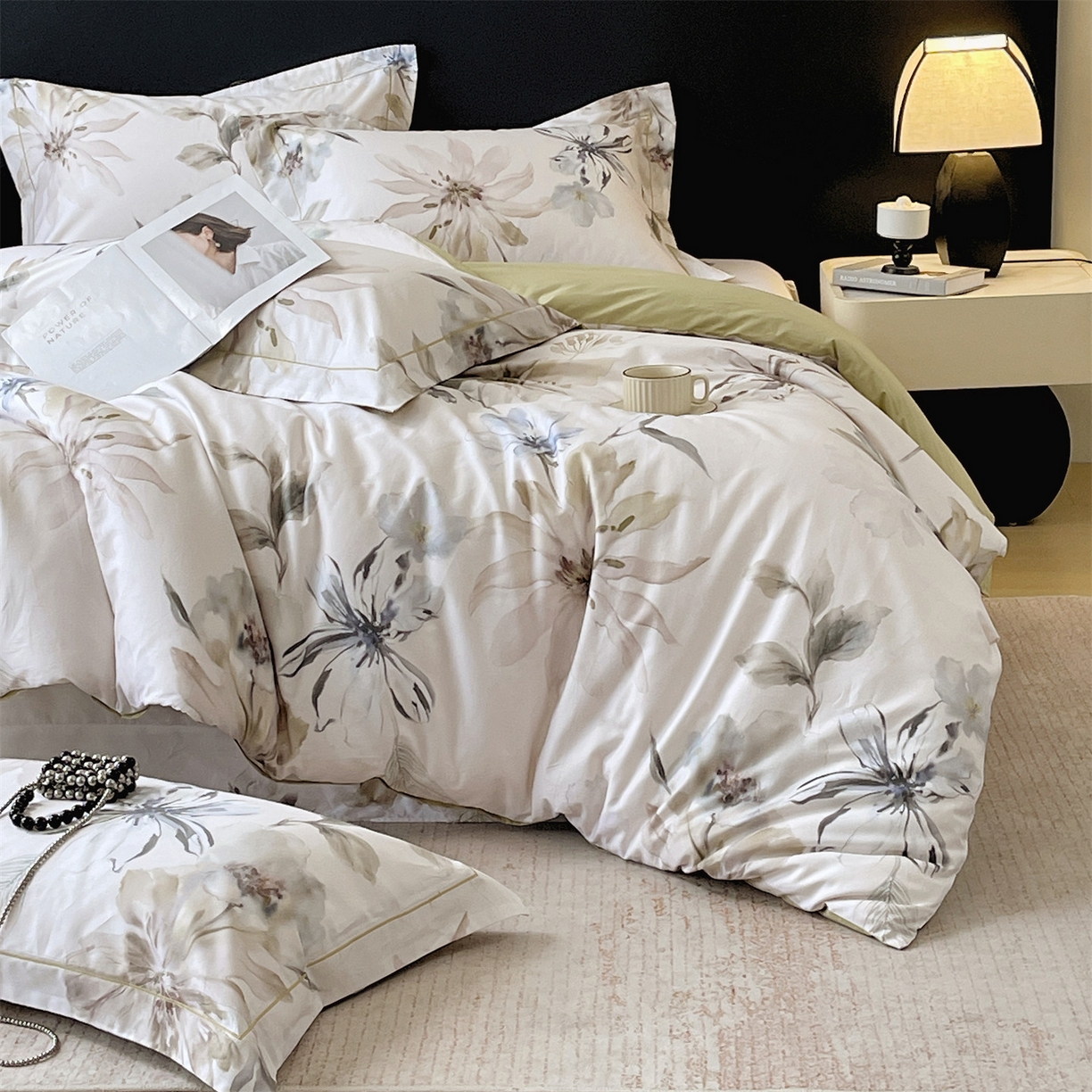 91家纺网 家纺一手货源 找家纺 宝齐莱家纺 2026新款全棉纯棉活性印花四件套 花知晓