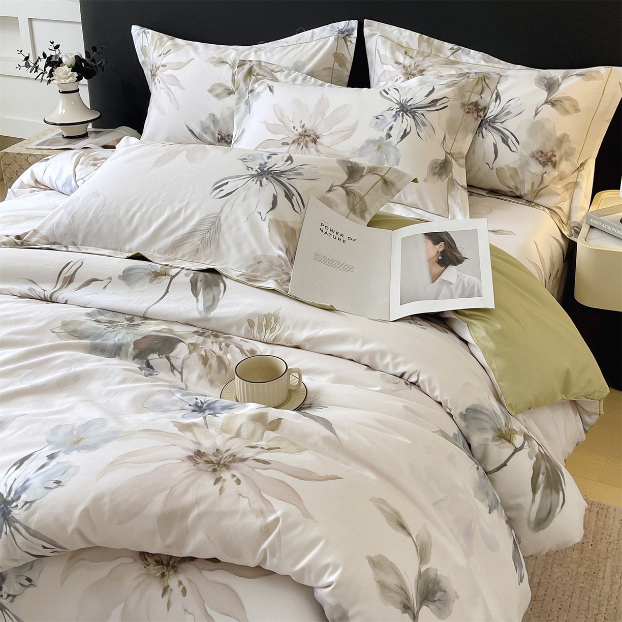 91家纺网 家纺一手货源 找家纺 宝齐莱家纺 2026新款全棉纯棉活性印花四件套 花知晓