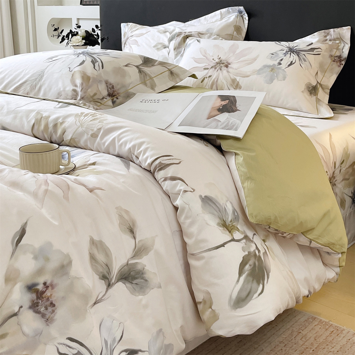 91家纺网 家纺一手货源 找家纺 宝齐莱家纺 2026新款全棉纯棉活性印花四件套 花知晓