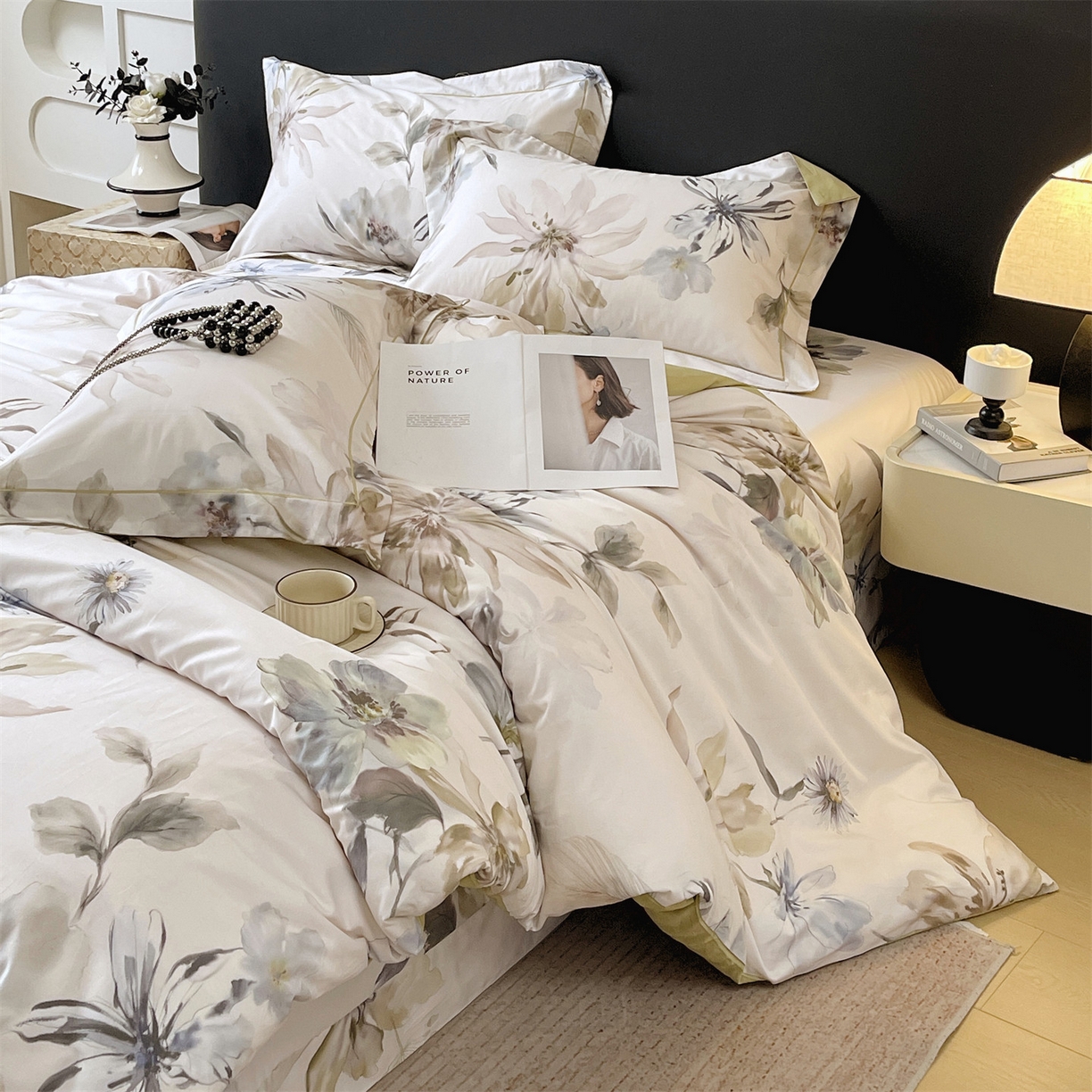 91家纺网 家纺一手货源 找家纺 宝齐莱家纺 2026新款全棉纯棉活性印花四件套 花知晓