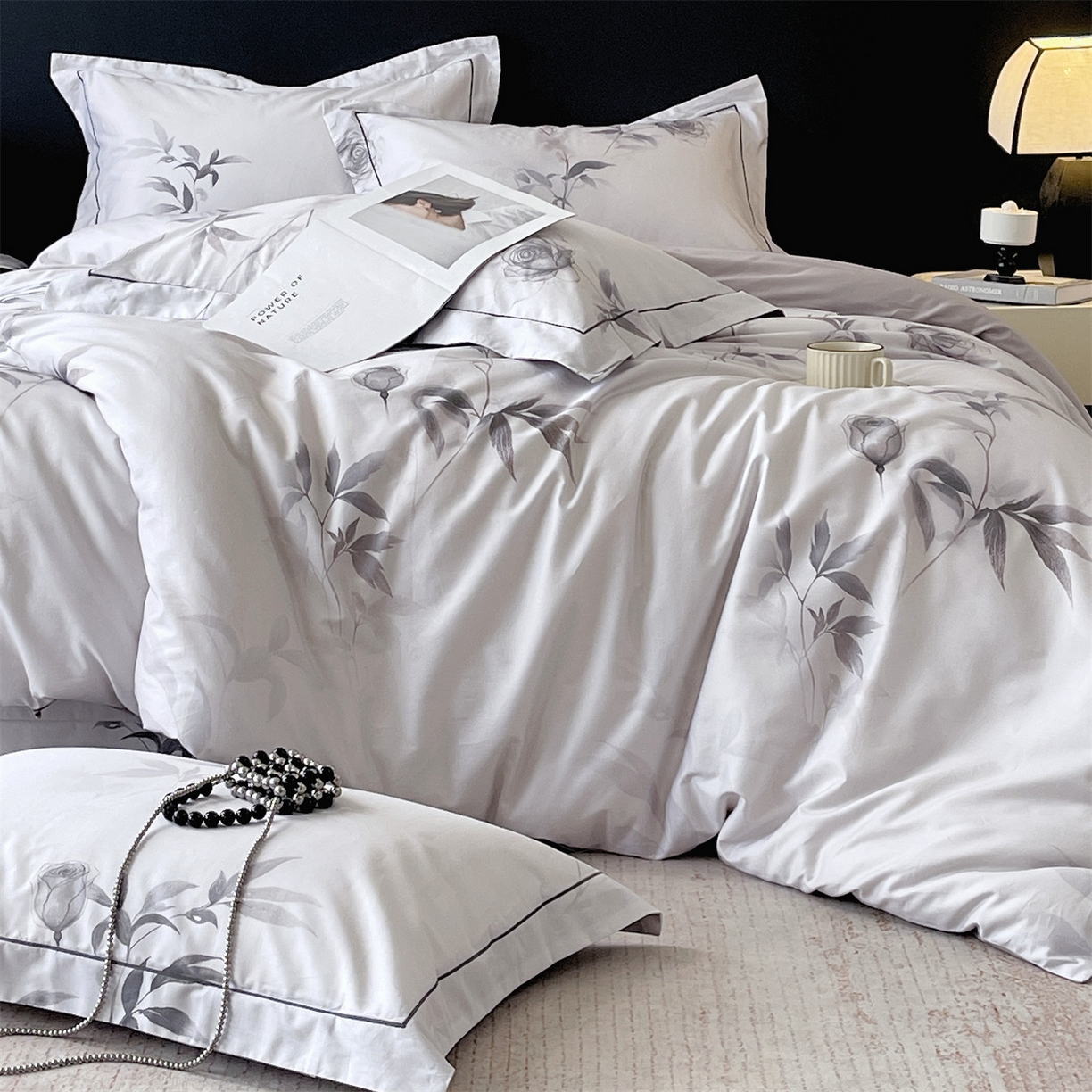 91家纺网 家纺一手货源 找家纺 宝齐莱家纺 2026新款全棉纯棉活性印花四件套 玫瑰的故事