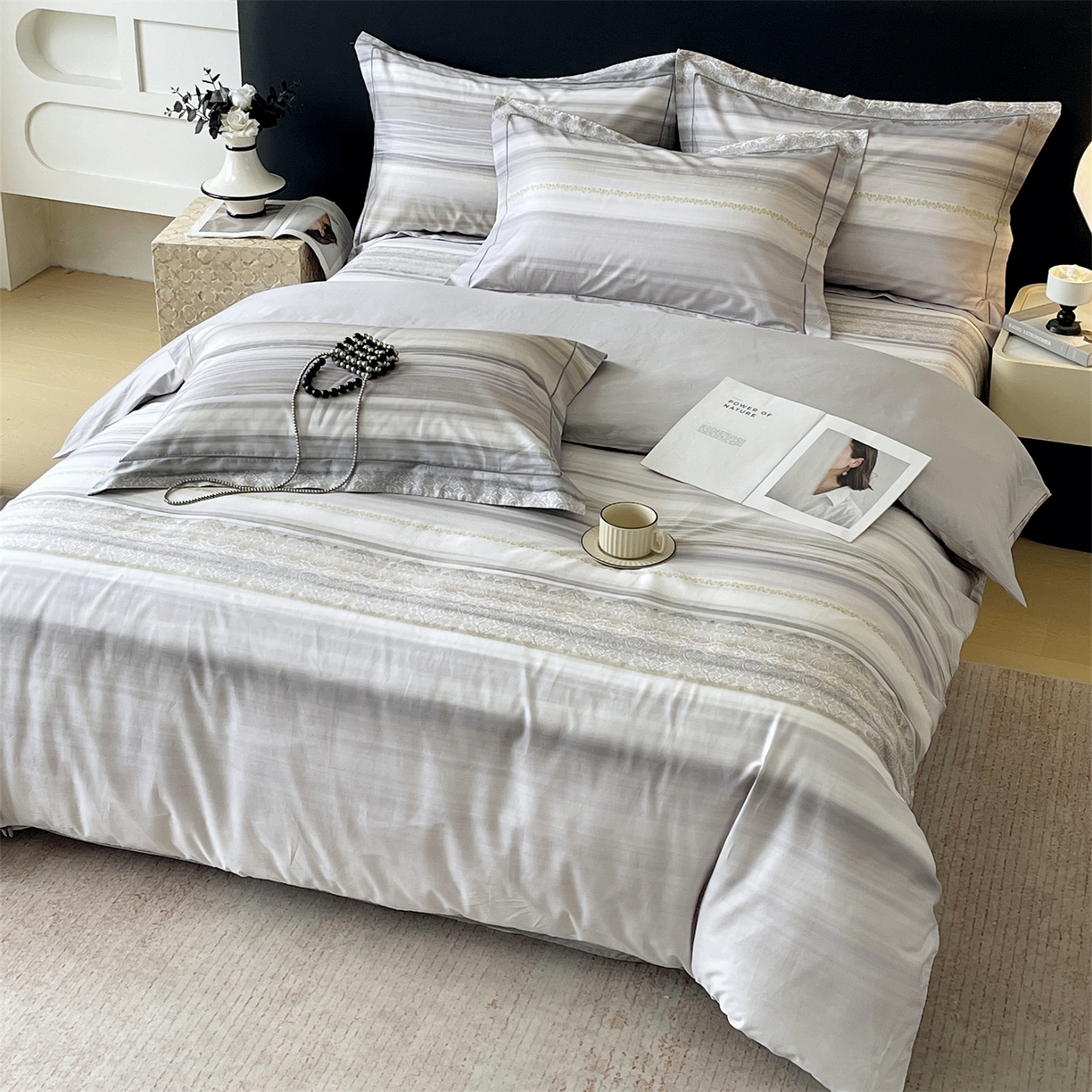 91家纺网 家纺一手货源 找家纺 宝齐莱家纺 2026新款全棉纯棉活性印花四件套 时光记忆