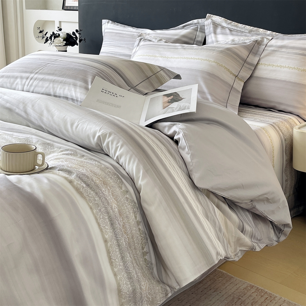 91家纺网 家纺一手货源 找家纺 宝齐莱家纺 2026新款全棉纯棉活性印花四件套 时光记忆