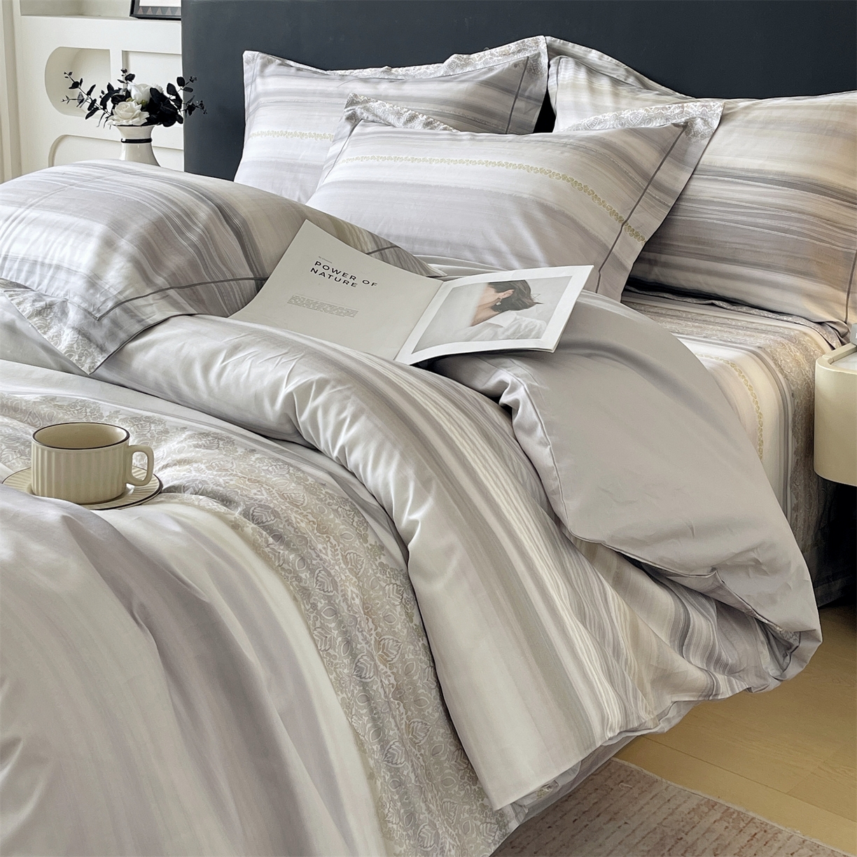 91家纺网 家纺一手货源 找家纺 宝齐莱家纺 2026新款全棉纯棉活性印花四件套 时光记忆