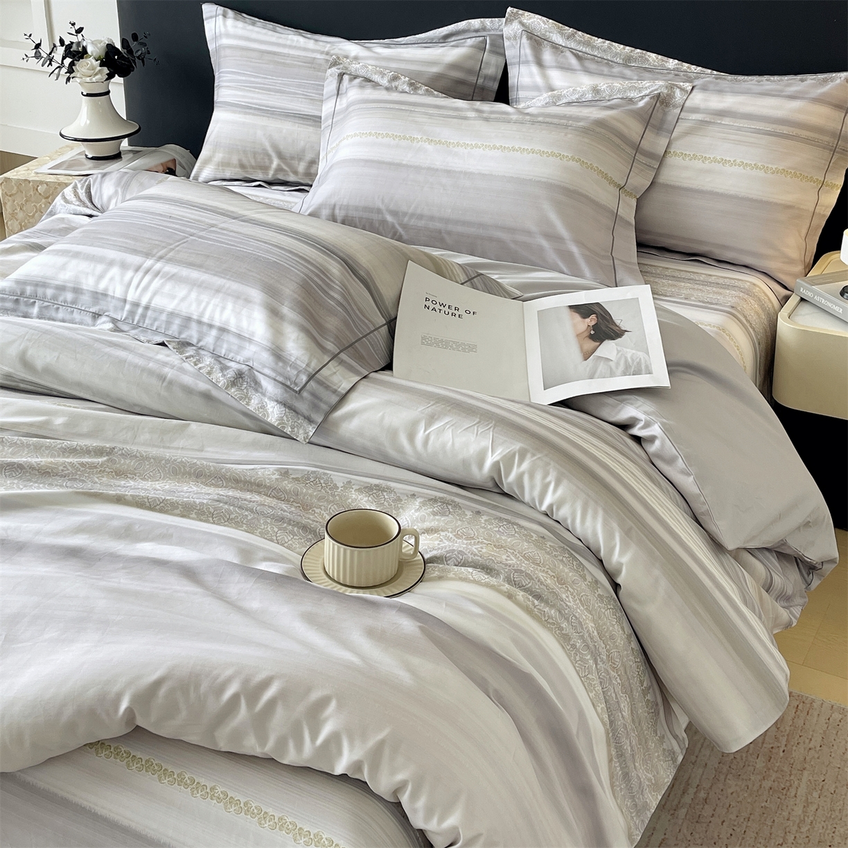 91家纺网 家纺一手货源 找家纺 宝齐莱家纺 2026新款全棉纯棉活性印花四件套 时光记忆