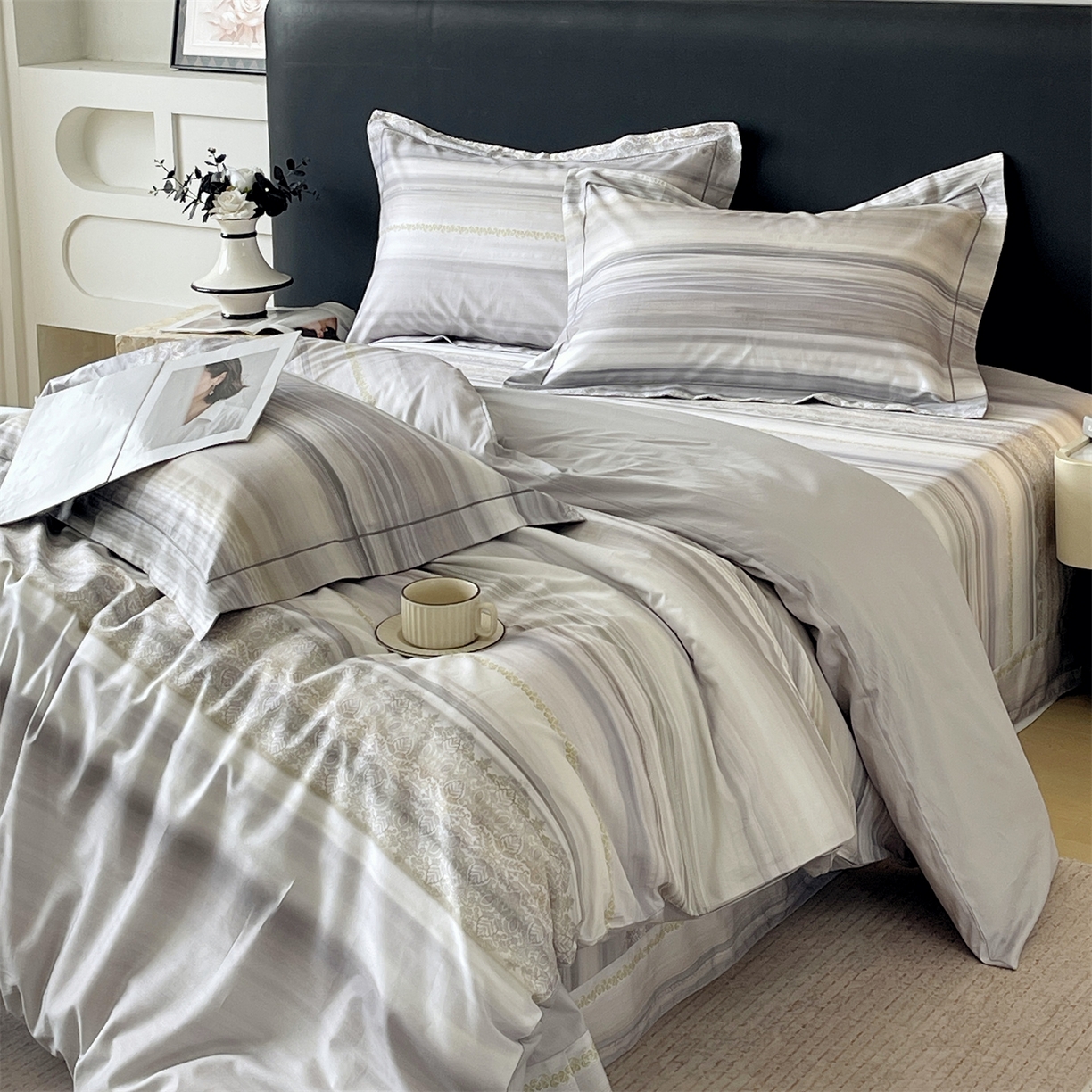 91家纺网 家纺一手货源 找家纺 宝齐莱家纺 2026新款全棉纯棉活性印花四件套 时光记忆