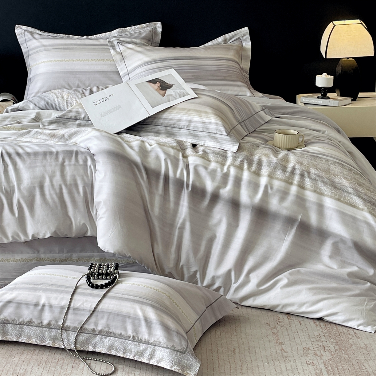 91家纺网 家纺一手货源 找家纺 宝齐莱家纺 2026新款全棉纯棉活性印花四件套 时光记忆