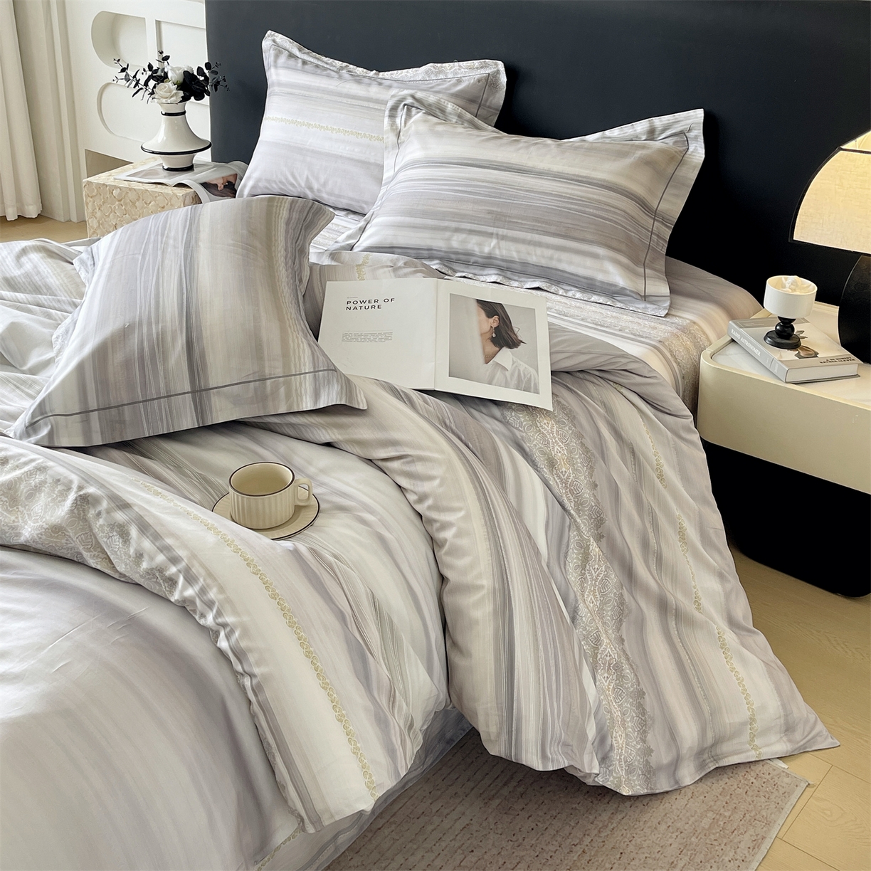 91家纺网 家纺一手货源 找家纺 宝齐莱家纺 2026新款全棉纯棉活性印花四件套 时光记忆