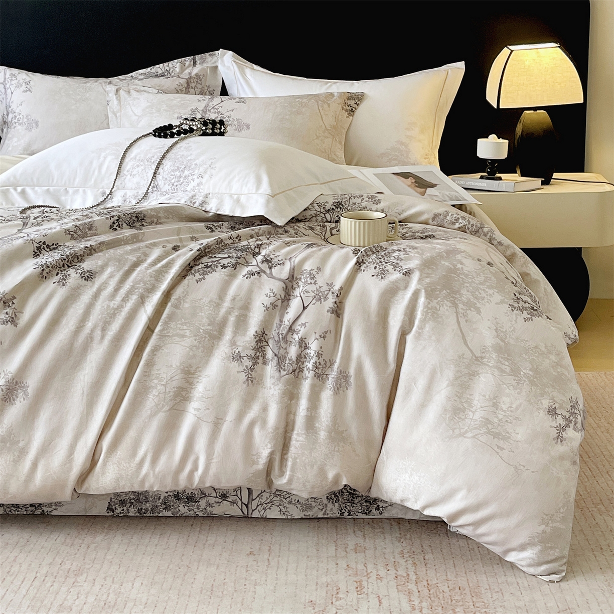 宝齐莱家纺 2026新款全棉纯棉活性印花四件套 月光森林