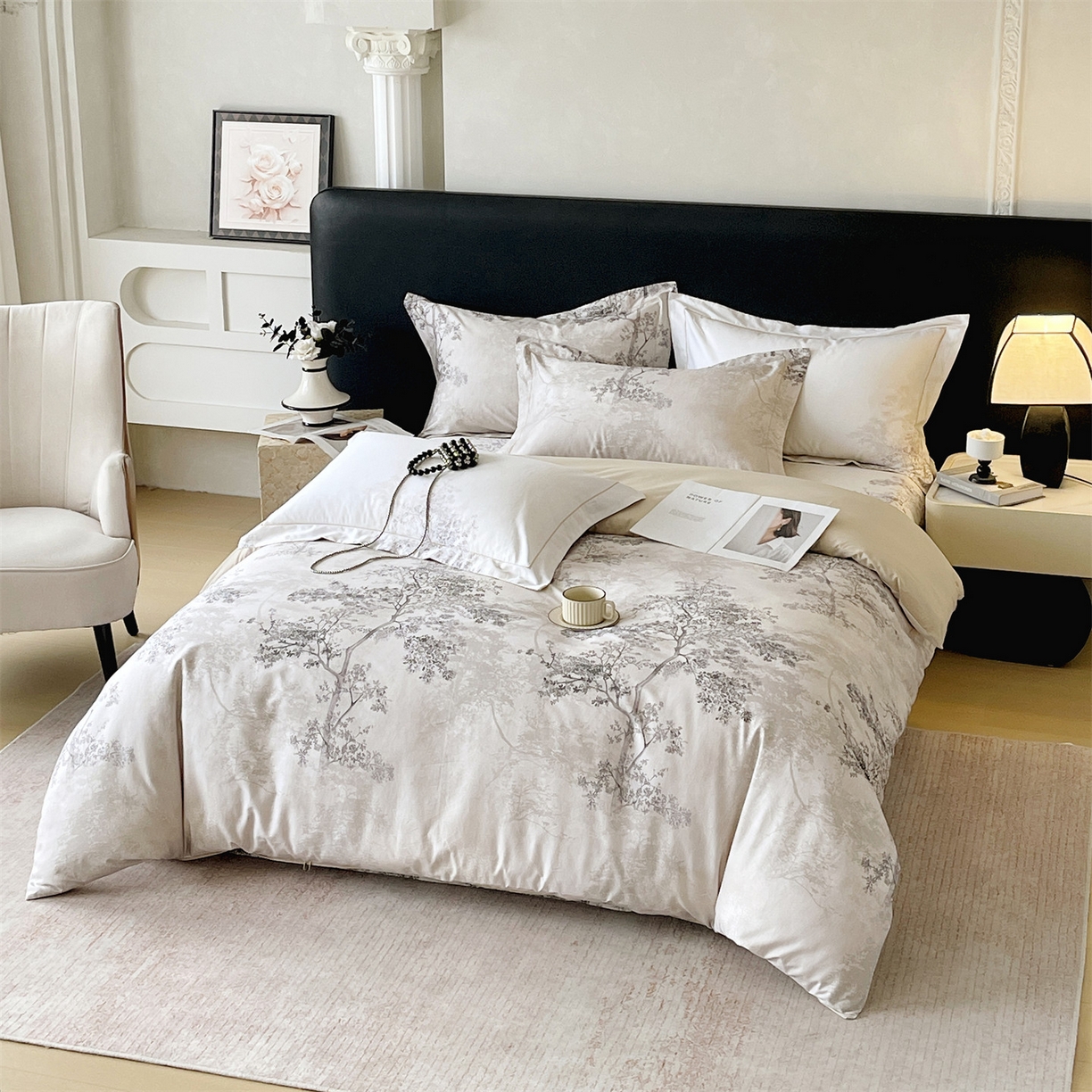 91家纺网 家纺一手货源 找家纺 宝齐莱家纺 2026新款全棉纯棉活性印花四件套 月光森林