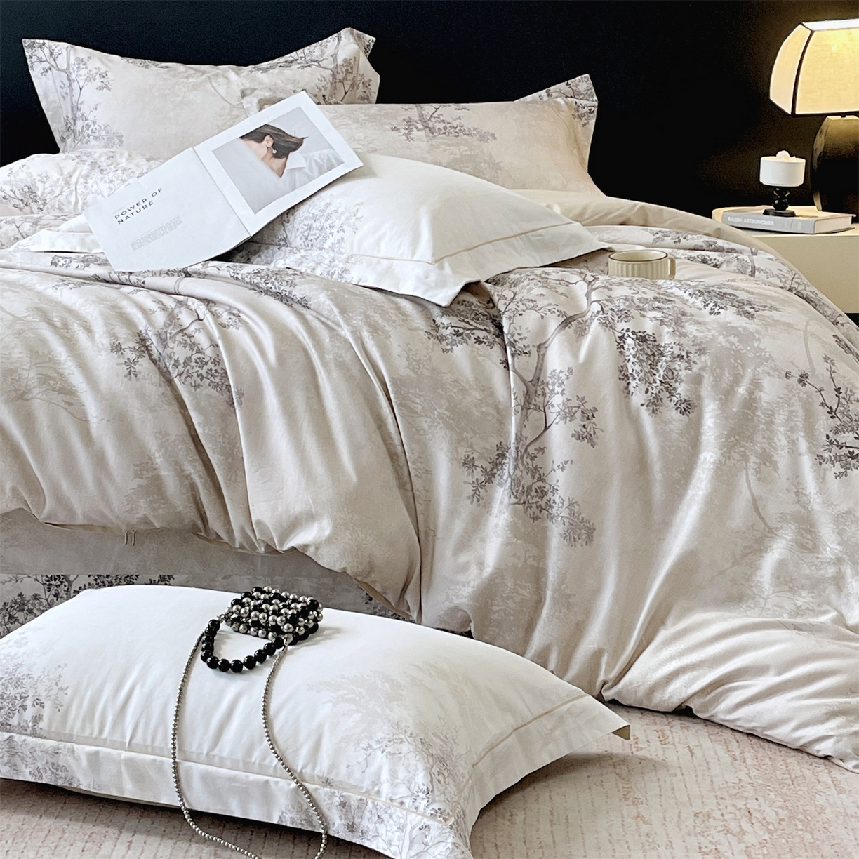 91家纺网 家纺一手货源 找家纺 宝齐莱家纺 2026新款全棉纯棉活性印花四件套 月光森林