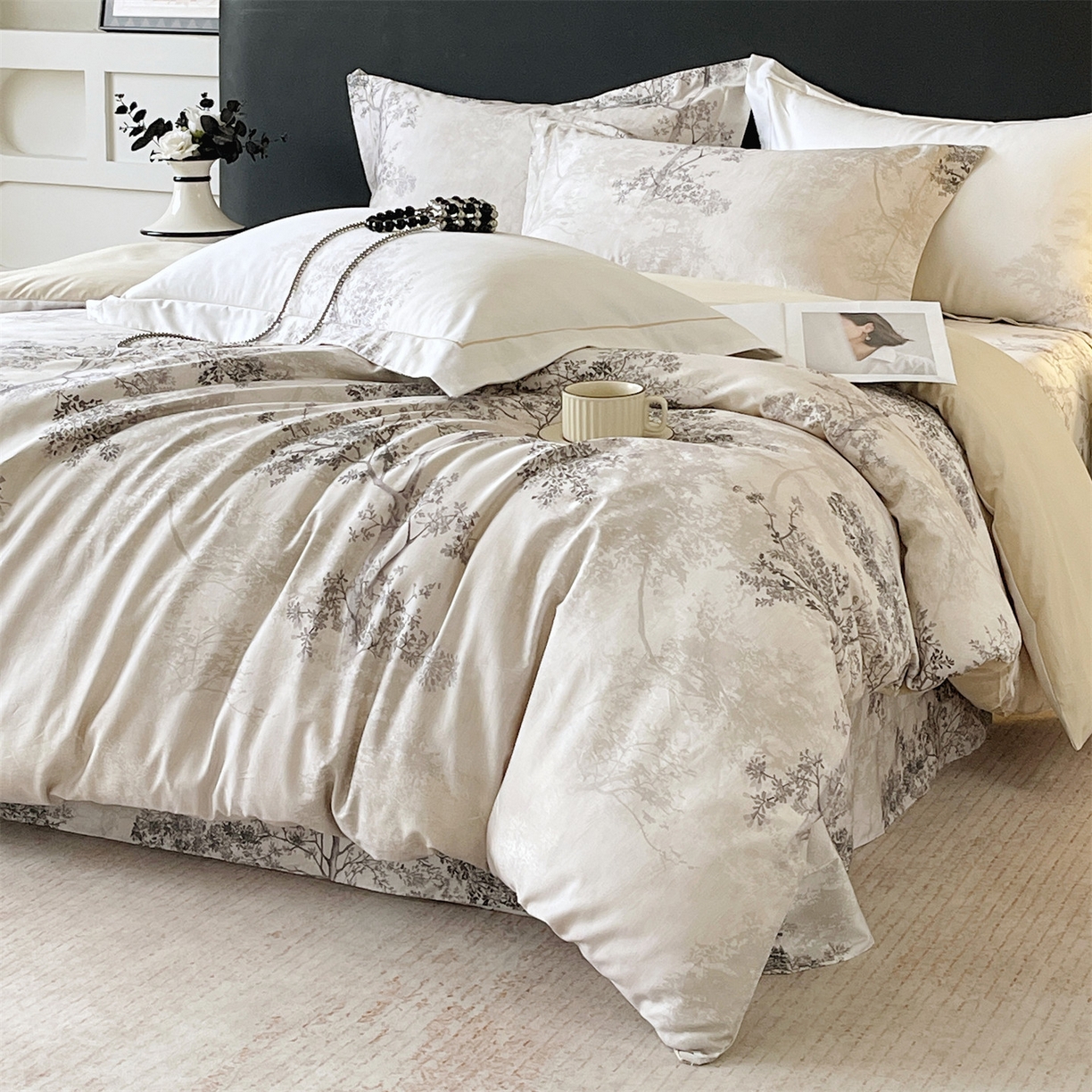 91家纺网 家纺一手货源 找家纺 宝齐莱家纺 2026新款全棉纯棉活性印花四件套 月光森林