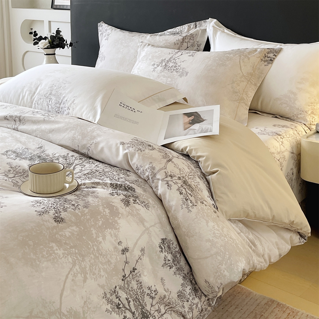 91家纺网 家纺一手货源 找家纺 宝齐莱家纺 2026新款全棉纯棉活性印花四件套 月光森林