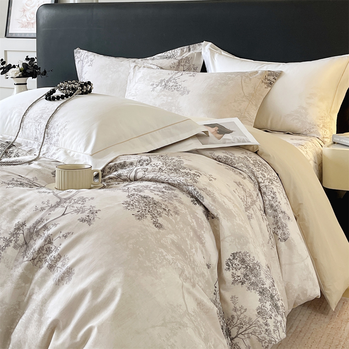 91家纺网 家纺一手货源 找家纺 宝齐莱家纺 2026新款全棉纯棉活性印花四件套 月光森林