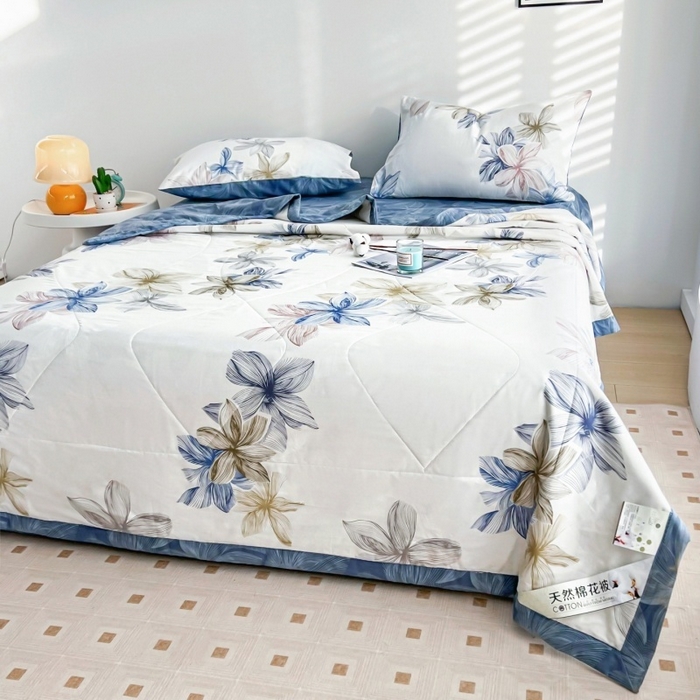 91家纺网 家纺一手货源 找家纺 黛妮雅 2026新款里外全棉印花棉花被纯棉夏被夏凉被空调被 夏被四件套安丽