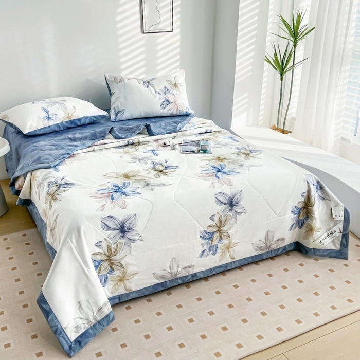 91家纺网 家纺一手货源 找家纺 黛妮雅 2026新款里外全棉印花棉花被纯棉夏被夏凉被空调被 夏被四件套安丽