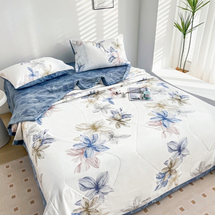 91家纺网 家纺一手货源 找家纺 黛妮雅 2026新款里外全棉印花棉花被纯棉夏被夏凉被空调被 夏被四件套安丽