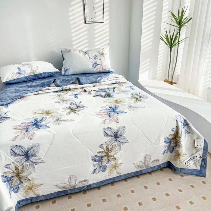 91家纺网 家纺一手货源 找家纺 黛妮雅 2026新款里外全棉印花棉花被纯棉夏被夏凉被空调被 夏被四件套安丽