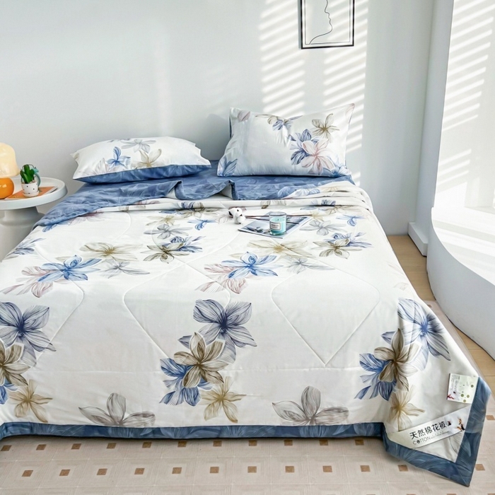 91家纺网 家纺一手货源 找家纺 黛妮雅 2026新款里外全棉印花棉花被纯棉夏被夏凉被空调被 夏被四件套安丽