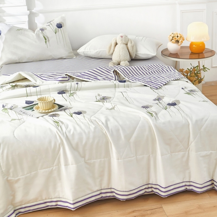 91家纺网 家纺一手货源 找家纺 黛妮雅 2026新款里外全棉印花棉花被纯棉夏被夏凉被空调被 夏被四件套蒲公英