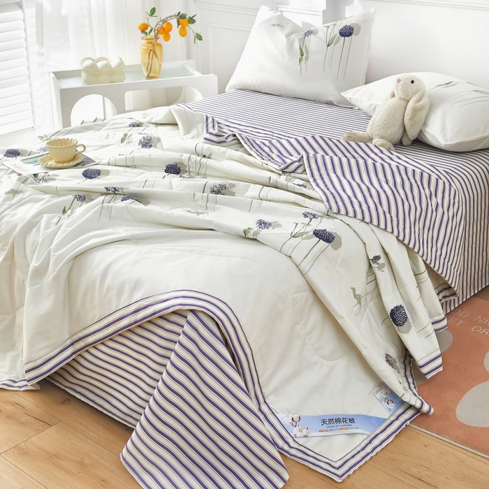 91家纺网 家纺一手货源 找家纺 黛妮雅 2026新款里外全棉印花棉花被纯棉夏被夏凉被空调被 夏被四件套蒲公英