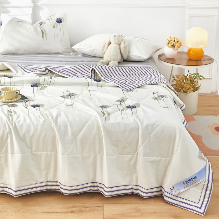 91家纺网 家纺一手货源 找家纺 黛妮雅 2026新款里外全棉印花棉花被纯棉夏被夏凉被空调被 夏被四件套蒲公英