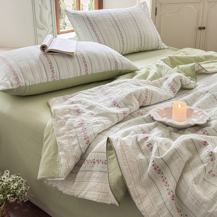 91家纺网 家纺一手货源 找家纺 （总）木楌家居 2026新款全棉提花剪花夏被四件套