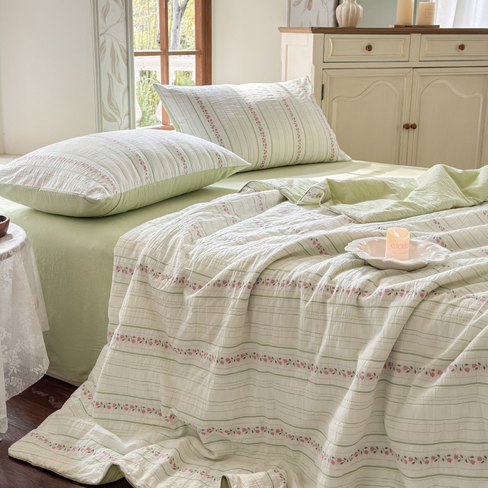 91家纺网 家纺一手货源 找家纺 （总）木楌家居 2026新款全棉提花剪花夏被四件套