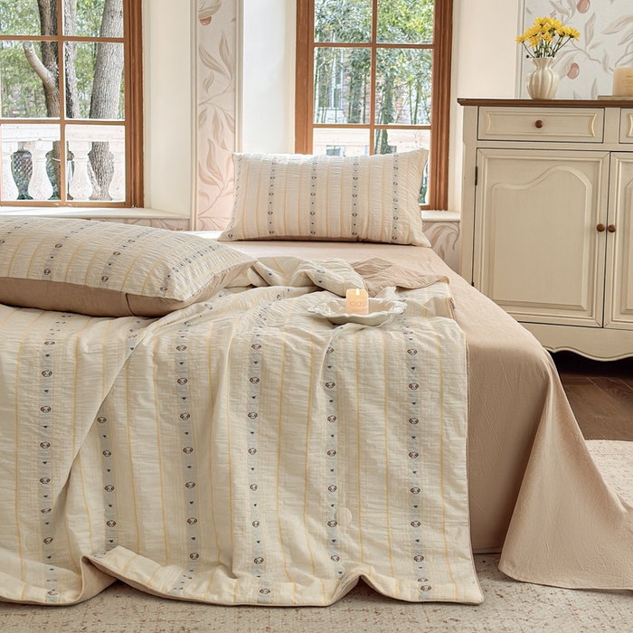 91家纺网 家纺一手货源 找家纺 （总）木楌家居 2026新款全棉提花剪花夏被四件套