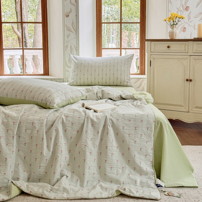 91家纺网 家纺一手货源 找家纺 （总）木楌家居 2026新款全棉提花剪花夏被四件套