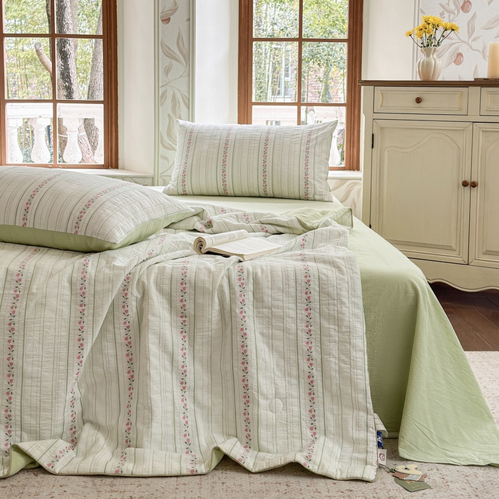 91家纺网 家纺一手货源 找家纺 （总）木楌家居 2026新款全棉提花剪花夏被四件套