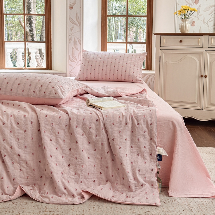 木楌家居 2026新款全棉提花剪花夏被四件套 洛仪