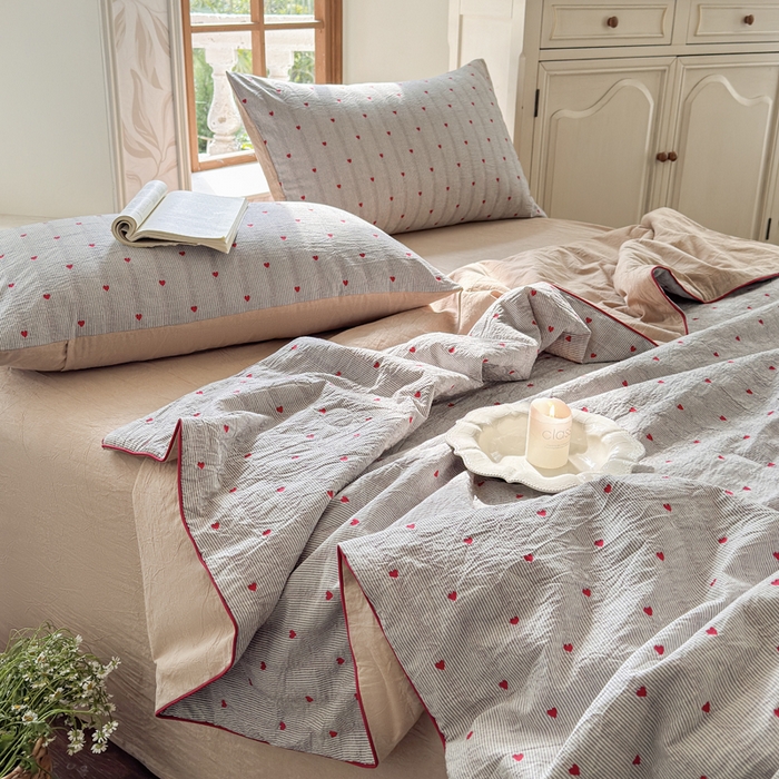 91家纺网 家纺一手货源 找家纺 木楌家居 2026新款全棉提花剪花夏被四件套 清秋意