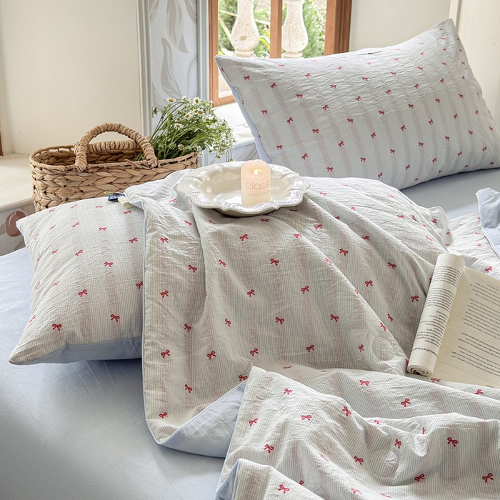 91家纺网 家纺一手货源 找家纺 木楌家居 2026新款全棉提花剪花夏被四件套 向云端