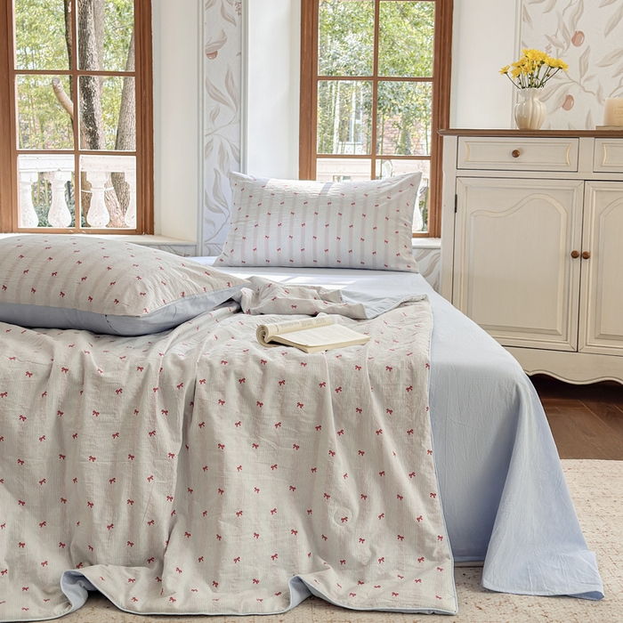 木楌家居 2026新款全棉提花剪花夏被四件套 向云端