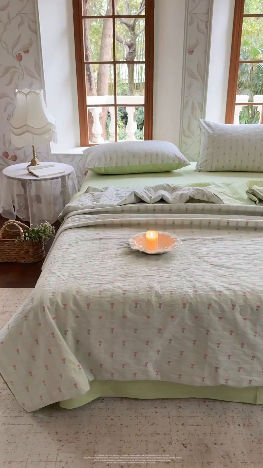 91家纺网 家纺一手货源 找家纺 木楌家居 2026新款全棉提花剪花夏被四件套 花间月