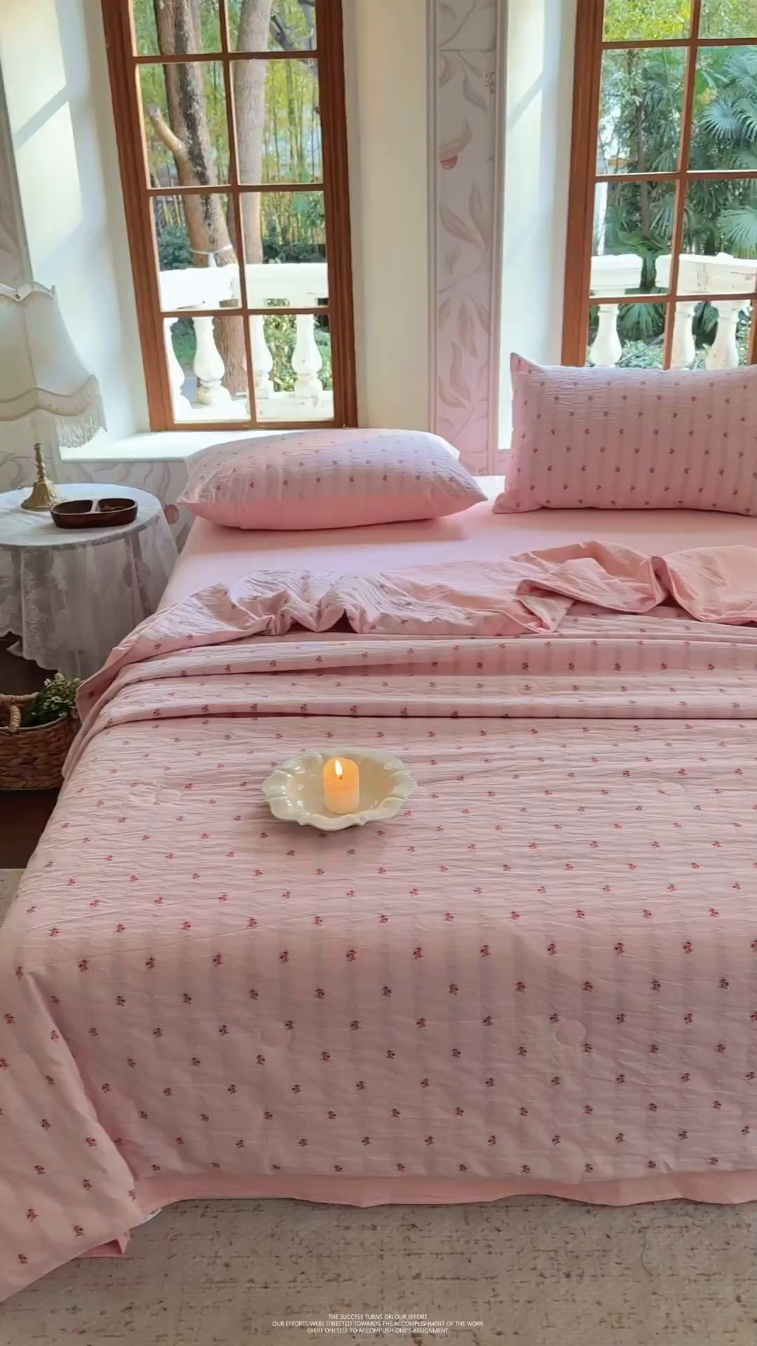 91家纺网 家纺一手货源 找家纺 木楌家居 2026新款全棉提花剪花夏被四件套 洛仪