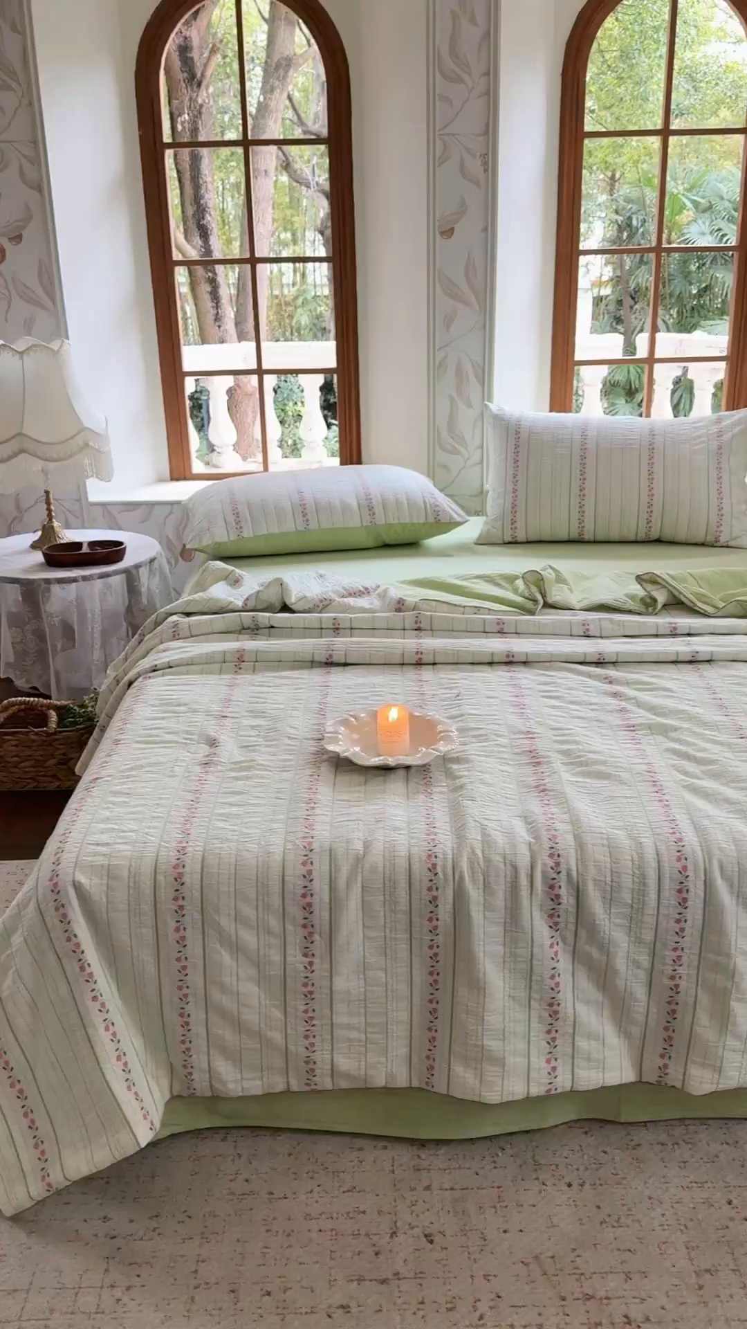 91家纺网 家纺一手货源 找家纺 木楌家居 2026新款全棉提花剪花夏被四件套 颜汐