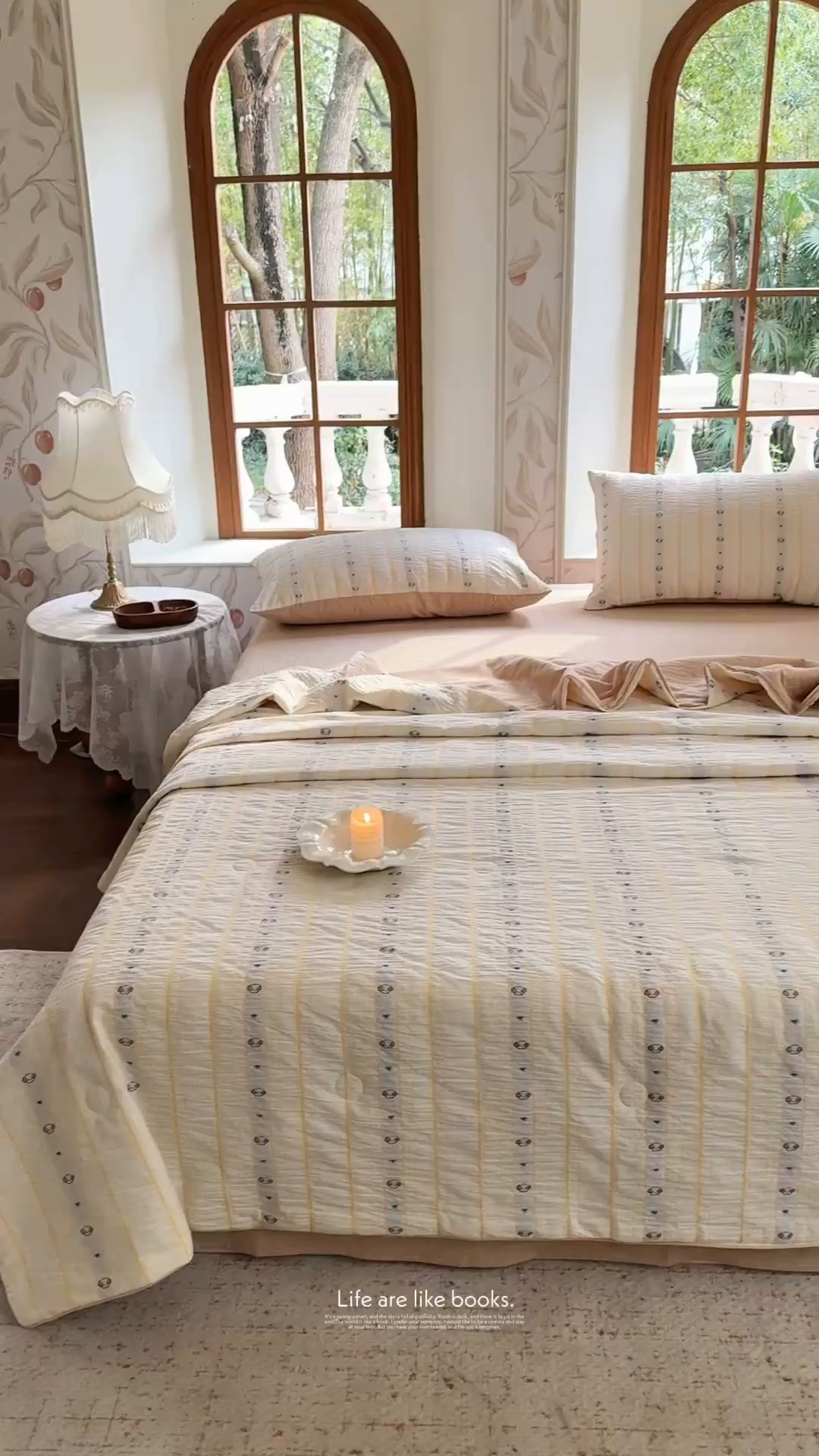 91家纺网 家纺一手货源 找家纺 木楌家居 2026新款全棉提花剪花夏被四件套 楚伊