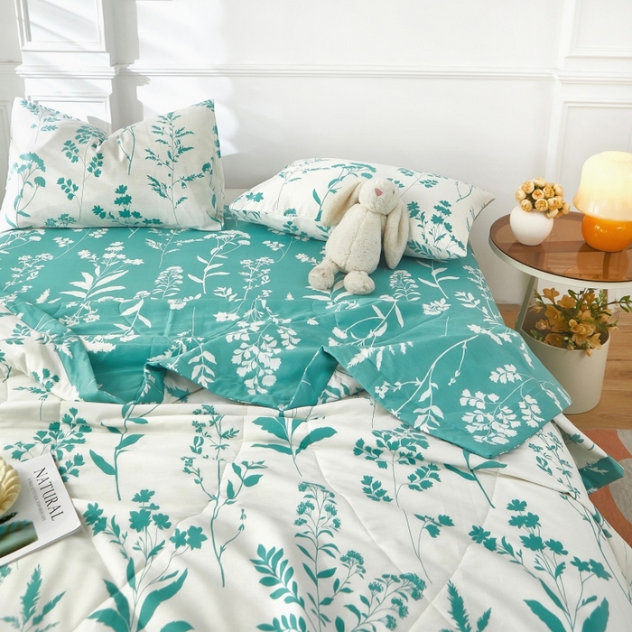 91家纺网 家纺一手货源 找家纺 黛妮雅 2026新款里外全棉印花棉花被纯棉夏被夏凉被空调被 夏被四件套叶叶情深