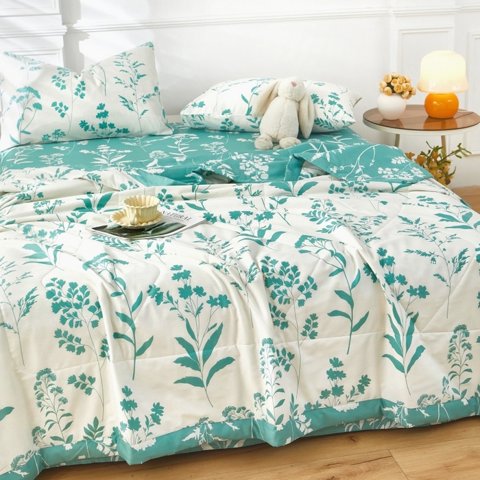 91家纺网 家纺一手货源 找家纺 黛妮雅 2026新款里外全棉印花棉花被纯棉夏被夏凉被空调被 夏被四件套叶叶情深